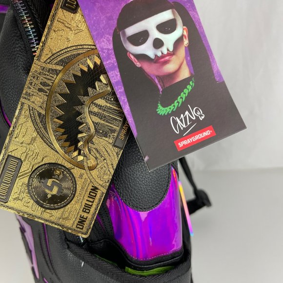 New Sprayground Cazzu Iridescent Spider Skull Shark DLXV Backpack - Picture 8 of 11